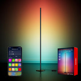 SwitchBot Floor Lamp RGBICWW in living room providing vivid ambient lighting
