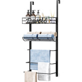 SWTYMIKI over-door towel rack in use, space-saving design for small bathrooms