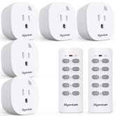 Syantek remote-control-outlet-5-outlets-2-remotes enables wireless control of multiple devices.