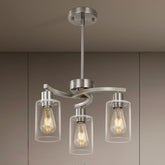 Syltherra 3-Light pendant with glass shade for dining room ambiance.