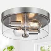 szzgco 2-light flush mount with seeded glass shade provides warm hallway illumination
