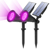 T-SUN purple solar spotlight 2-pack front view for outdoor lighting