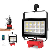 T-SUNiceM cordless LED work light with Milwaukee 18V compatibility for portable job sites.
