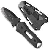 TACTICA K.220 fixed blade with 2.6-inch partial serration for rope cutting.