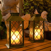 Take Me solar lantern 14-inch outdoor bronze handle for warm ambiance.