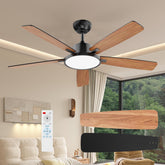 TALOYA 52in ceiling fan-light combo in black finish with integrated LED.