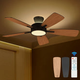 Taloya ceiling fan with light and remote delivers quiet cooling for bedrooms.