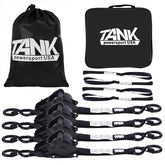 Tankpowersport USA 1800lb retractable ratchet straps four-pack ready for secure transport