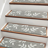 TANVILL Carpet Stair Treads non-slip on wooden stairs for safer steps.