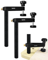 TANYO bench dog clamp close-up showing 3/4-inch hole compatibility and secure grip