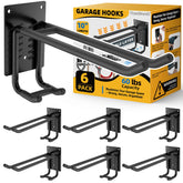 Tanzfrosch 6-pack garage hooks close-up showing two-tier design for organized storage