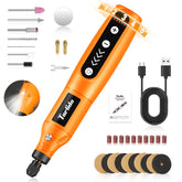 Tarlido cordless rotary tool with ergonomic grip close-up for precise engraving.