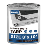 TARPAL 8x10 tarp in silver protects gear during outdoor projects.