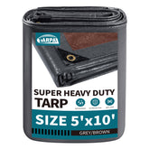 TARPAL 5x10 tarp cover ready for outdoor protection and easy setup.