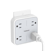 TESSAN multi plug outlet with four ports and wide spacing for bulky adapters.