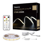 Tatazone tunable white COB LED strip with remote provides versatile room lighting.