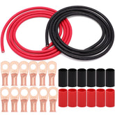 Taukealugs 6 AWG red and black wire for high-conductivity battery connections.