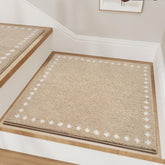 tchdio stair treads non-slip beige close-up showing secure backing for safer stairs.