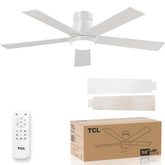 TCL 52-inch white ceiling fan with dual-sided blades for versatile decor.