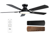 TCL 52-inch ceiling fan with lights and remote in black, ideal for bedrooms