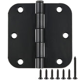 TDCHINGES rounded matte black hinge, front view, ideal for interior doors