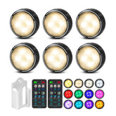 TECOMLIGHT LED puck light with remote illuminates under cabinet spaces with color-changing convenience.