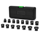 TecoTek 15-piece low-profile socket set in case for easy transport.