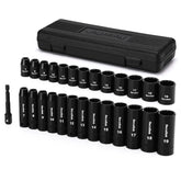 TecoTek 27-piece 3/8 drive socket set with 7–19 mm range for versatile automotive tasks