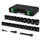 TecoTek 30-piece 1/2-inch drive shallow metric sockets set for automotive work