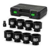 TecoTek 9-piece SAE 6-point impact sockets for high torque on large bolts