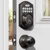 TEEHO TE001K keyless entry deadbolt with handle for secure home access.