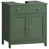 TEENFON pedestal sink storage cabinet with two doors and a drawer for organized bathroom space.