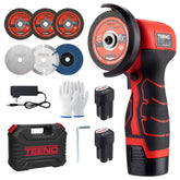 TEENO cordless angle grinder with dual-battery power for uninterrupted outdoor use.