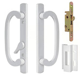 Teilmix offset sliding door handle in white enhances style and grip on outdoor doors
