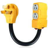Tellegloww adapter linked to stove outlet showing four 5-15/20R outlets for multi-device use