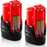 TenHutt 2-pack 3.0Ah Milwaukee M12 battery, front view, extended runtime