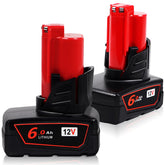 TenHutt Milwaukee M12 6.0Ah battery front view with longer runtime potential