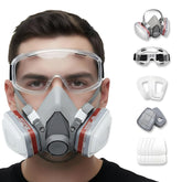 Tesoro Moda respirator mask with clear eye goggles for painting and dust protection