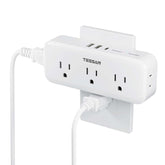 TESSAN 8-in-1 outlet extender front view with 5 outlets and 3 USB ports