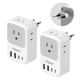 TESSAN European travel adapter with four AC outlets for simultaneous charging on the go.