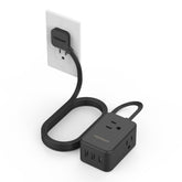 TESSAN flat black extension cord with 5 ft reach for a clean desk setup