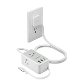 TESSAN small flat-plug power strip front view for a tidy desk setup