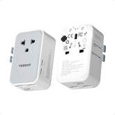 TESSAN universal travel adapter front view with compact ports for travel.