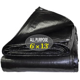 TEZONG heavy-duty tarp laid flat showing large 6x13ft coverage for outdoor protection.