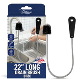 THE FRYOILSAVER COMPANY 22-inch drain brush reaching deep under the sink to clear hair