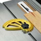 The Hedgehog featherboard set up for precise table saw alignment.