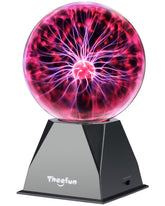 Theefun plasma ball 6-inch sphere glows with dynamic filaments for desktop display and interactive play.