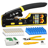 Therathy RJ45 crimp tool front view showing compact one-handed design for quick use