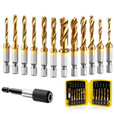 Thinkwork combination drill tap bits set with quick-change adapter for efficient drilling and threading.