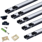 THMOOTHER LED strip in black U-channel diffuser, front view, for smooth lighting